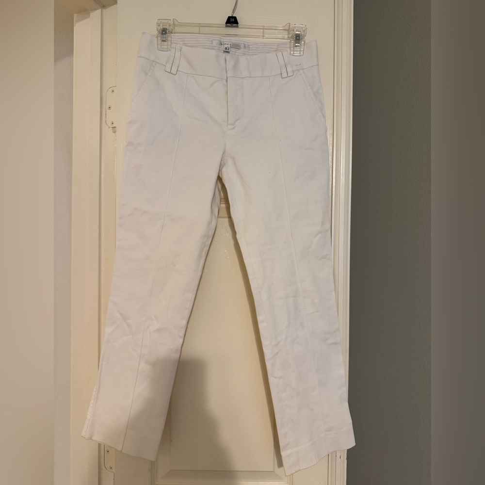 Zara White Ankle Length Straight Leg Women's Cropped Pants